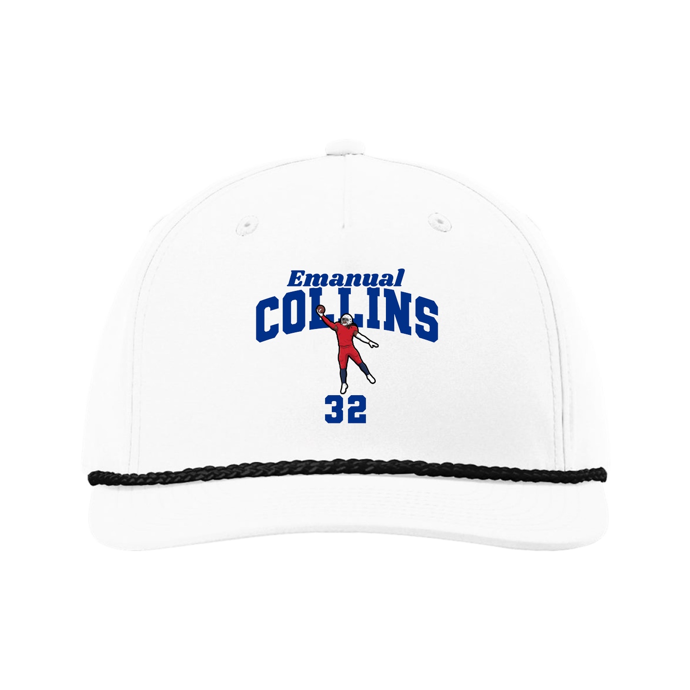 Five-Panel Classic Rope Cap — Signature Arch in White