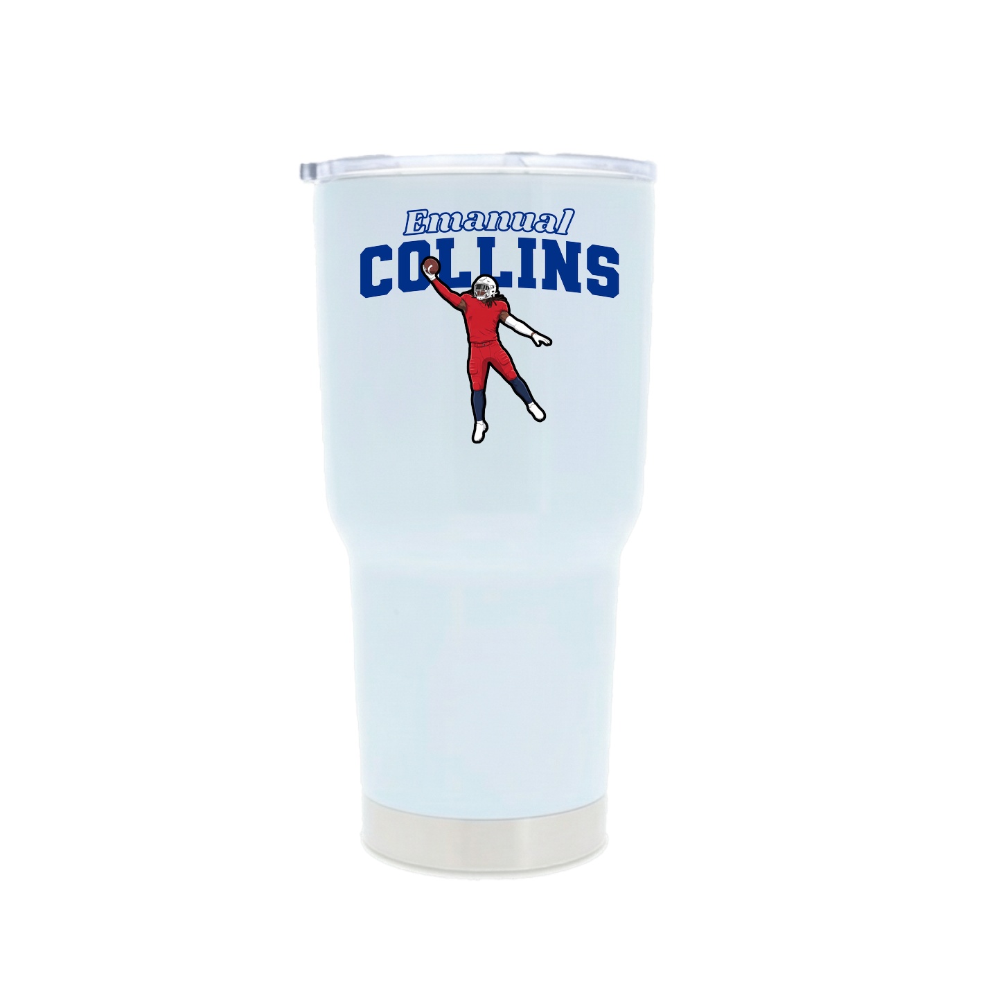 30oz Stainless Steel Tumbler — Name Arch in White