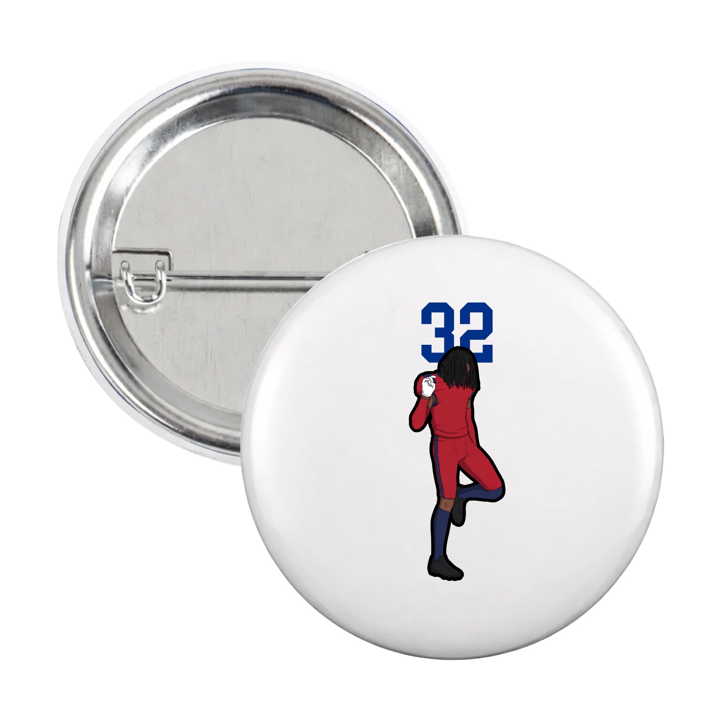 Game Day Button — Number Top in White