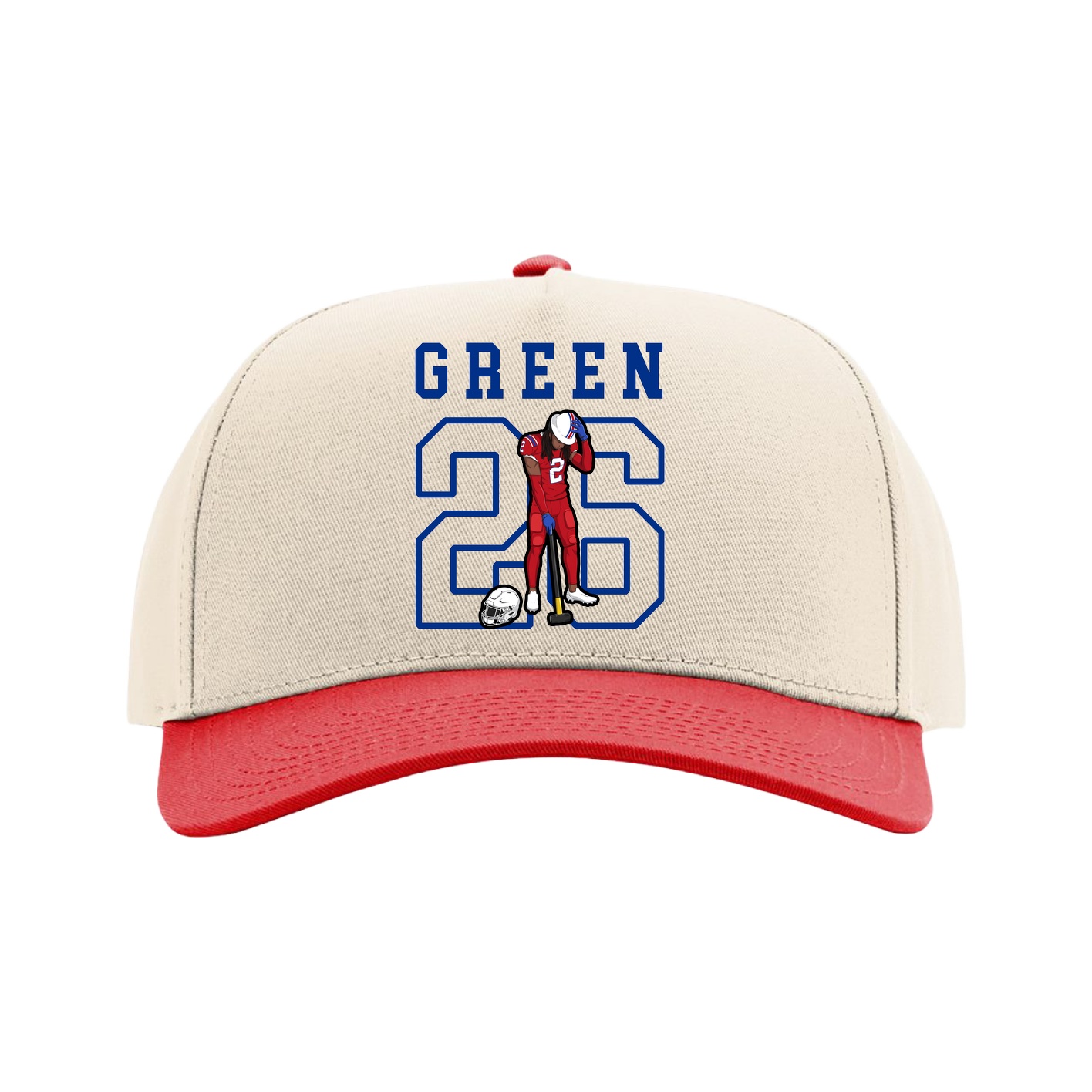 Full Fabric Five-Panel Champ Cap — Shirsey in Cream/Red