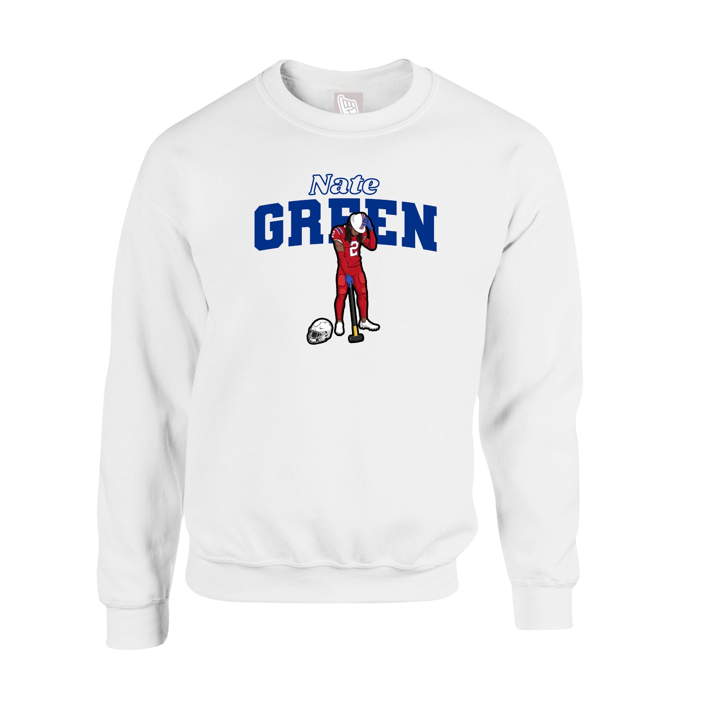 Fleece Crew — Name Arch in White