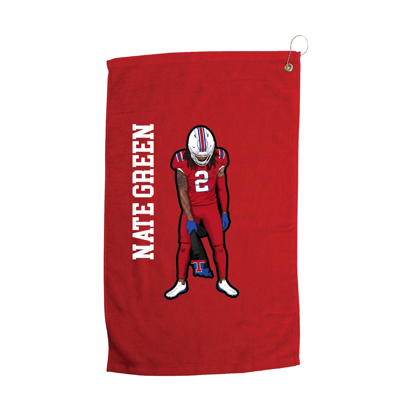 Golf Towel — Name Vertical in Red