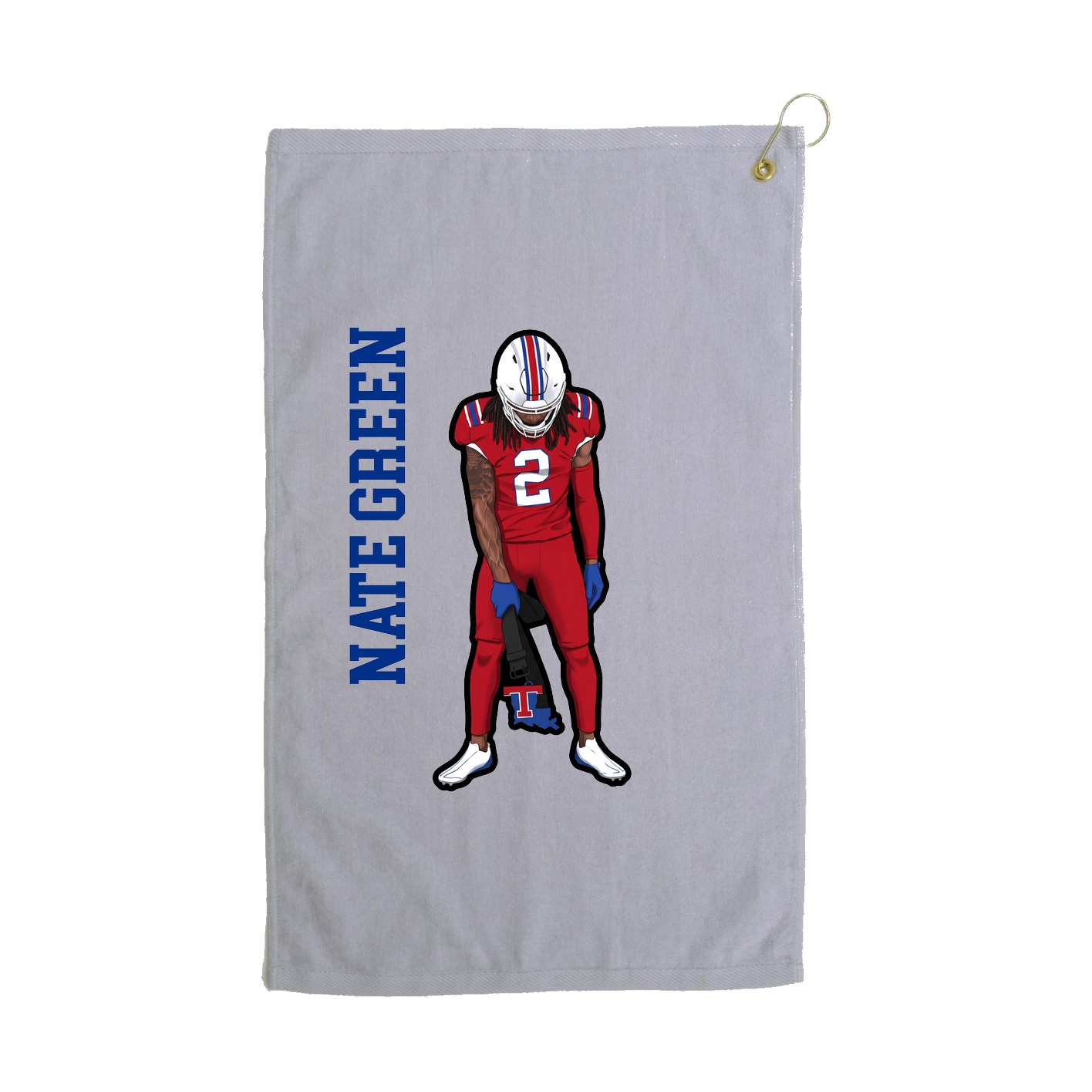 Golf Towel — Name Vertical in Grey