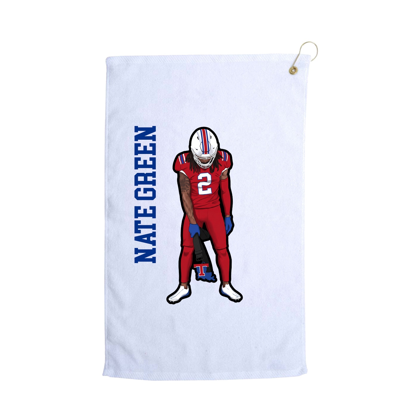 Golf Towel — Name Vertical in White