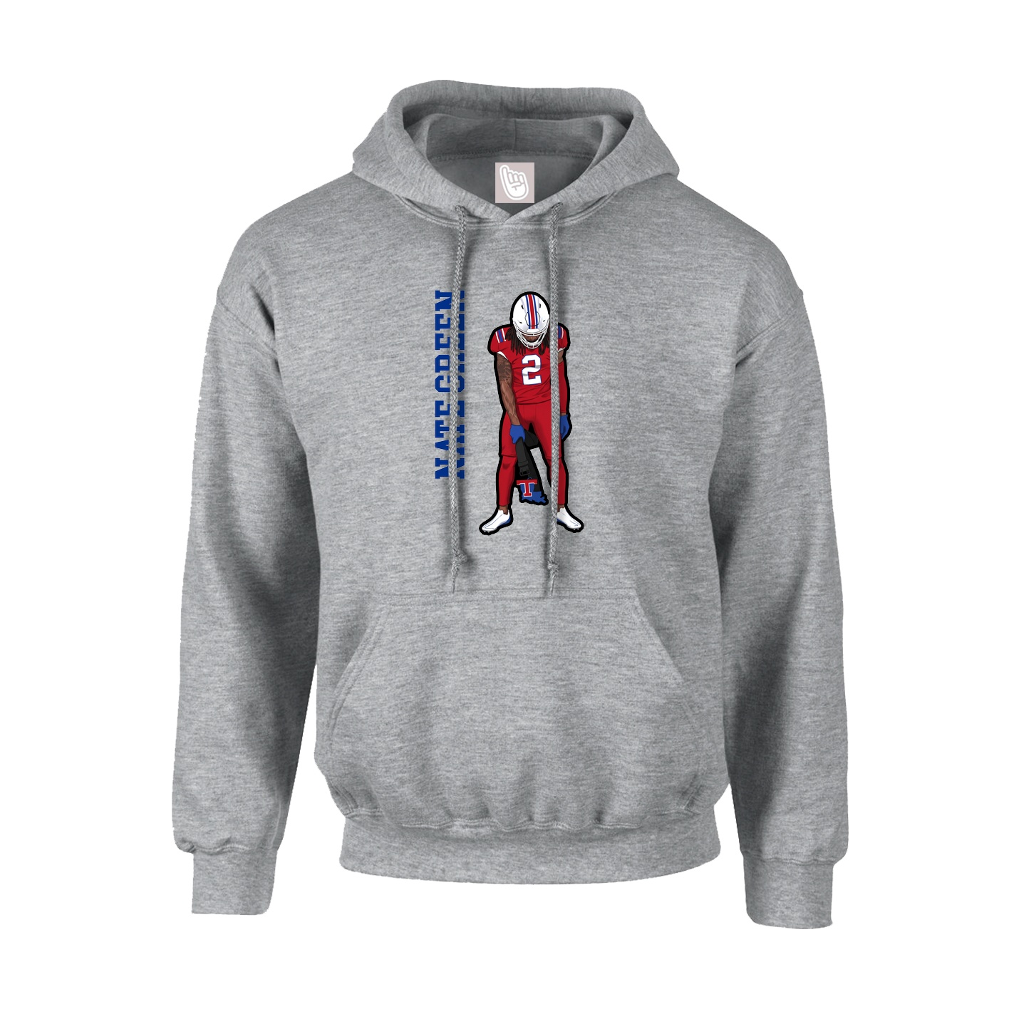 Youth Hoodie — Name Vertical in Grey