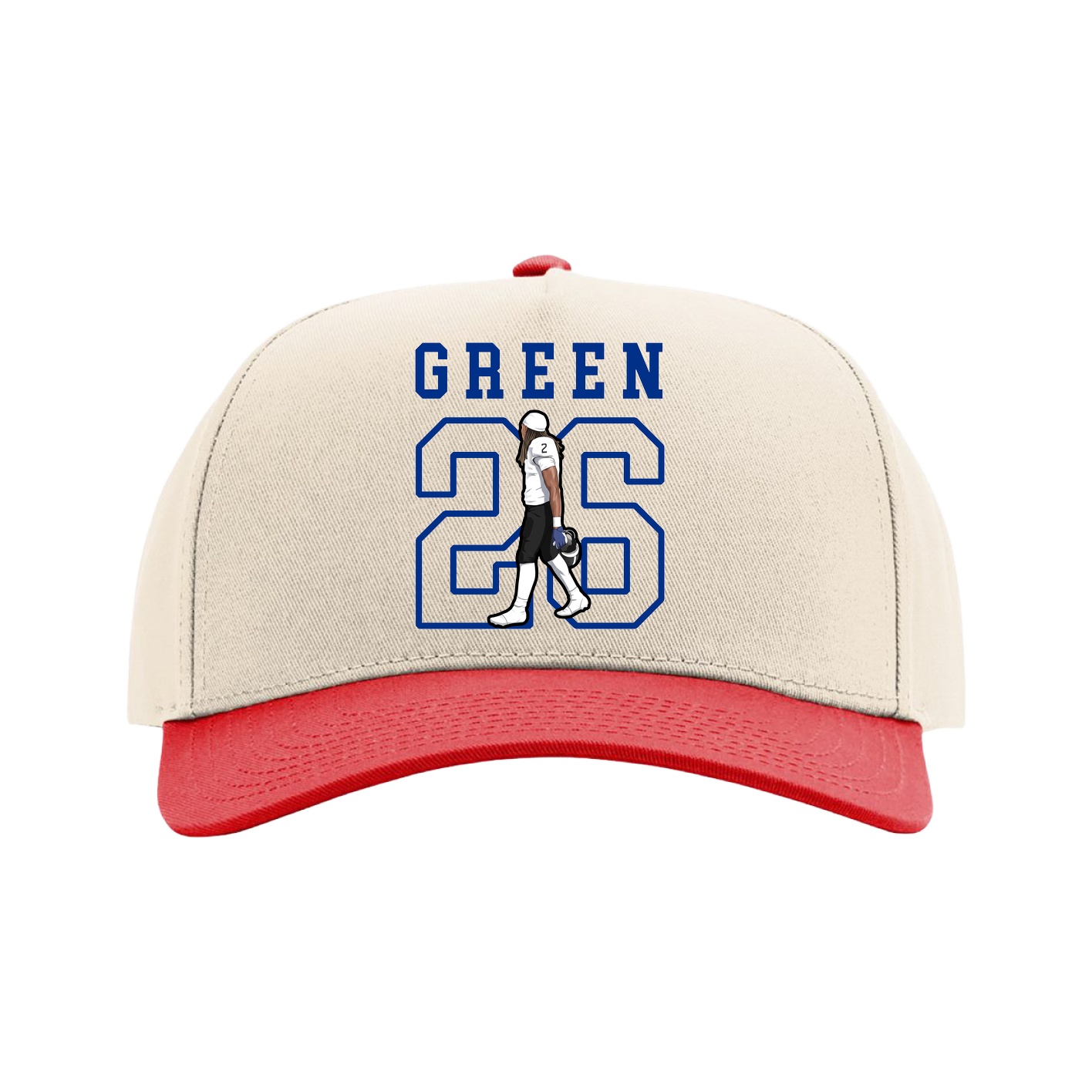 Full Fabric Five-Panel Champ Cap — Shirsey in Cream/Red