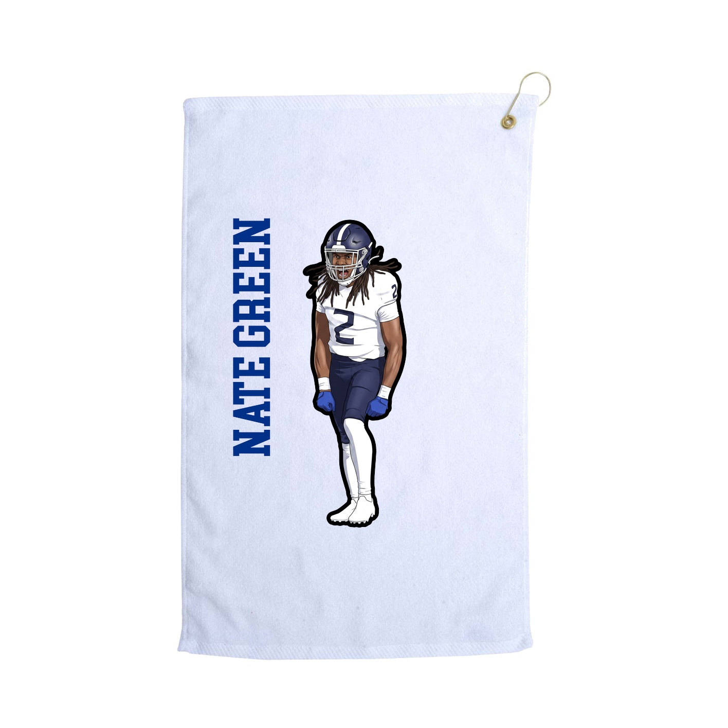 Golf Towel — Name Vertical in White
