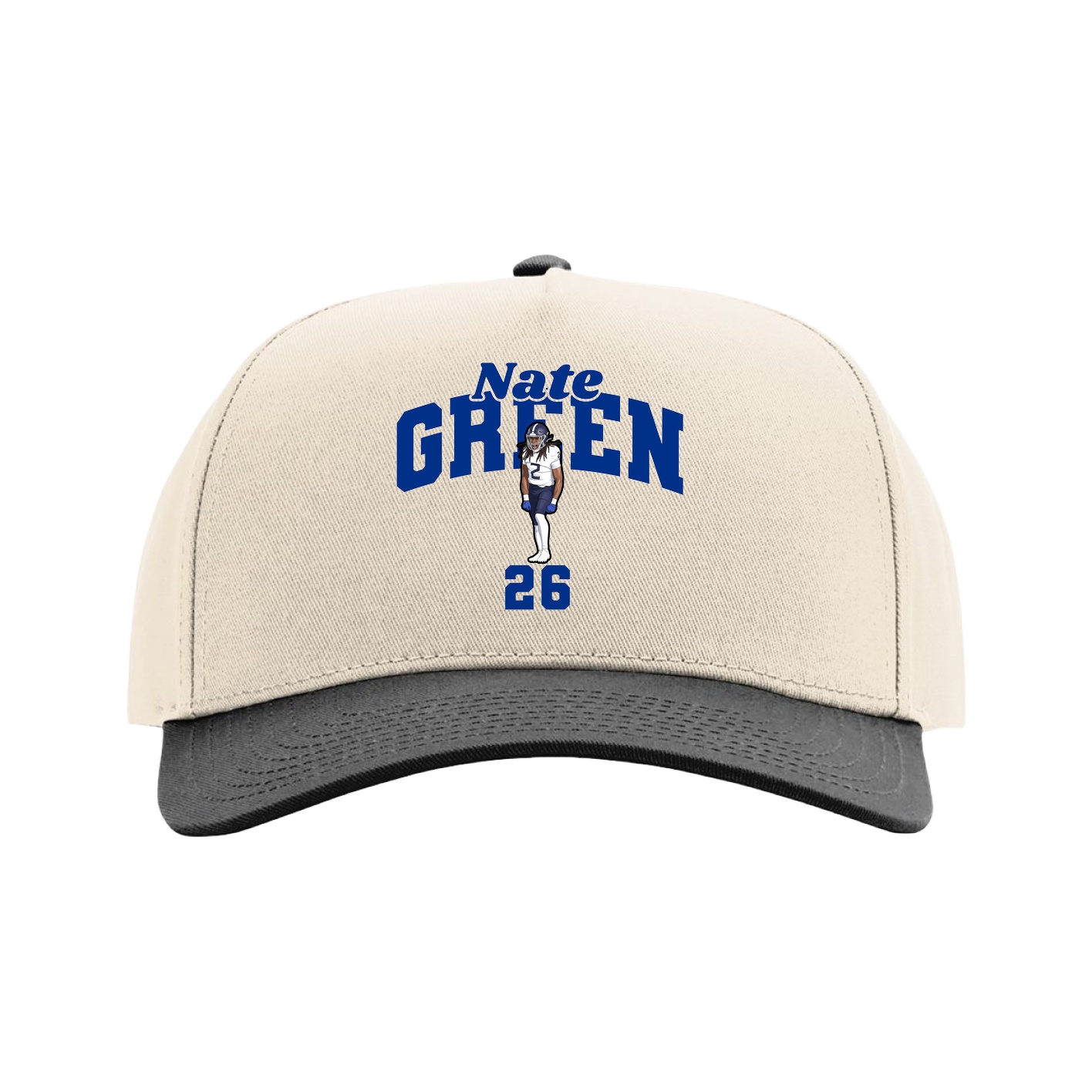 Full Fabric Five-Panel Champ Cap — Signature Arch in Cream/Black