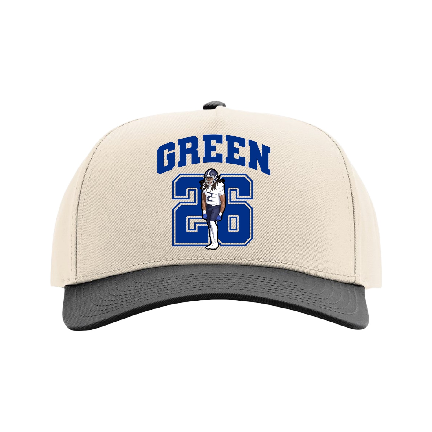 Full Fabric Five-Panel Champ Cap — Number in Cream/Black