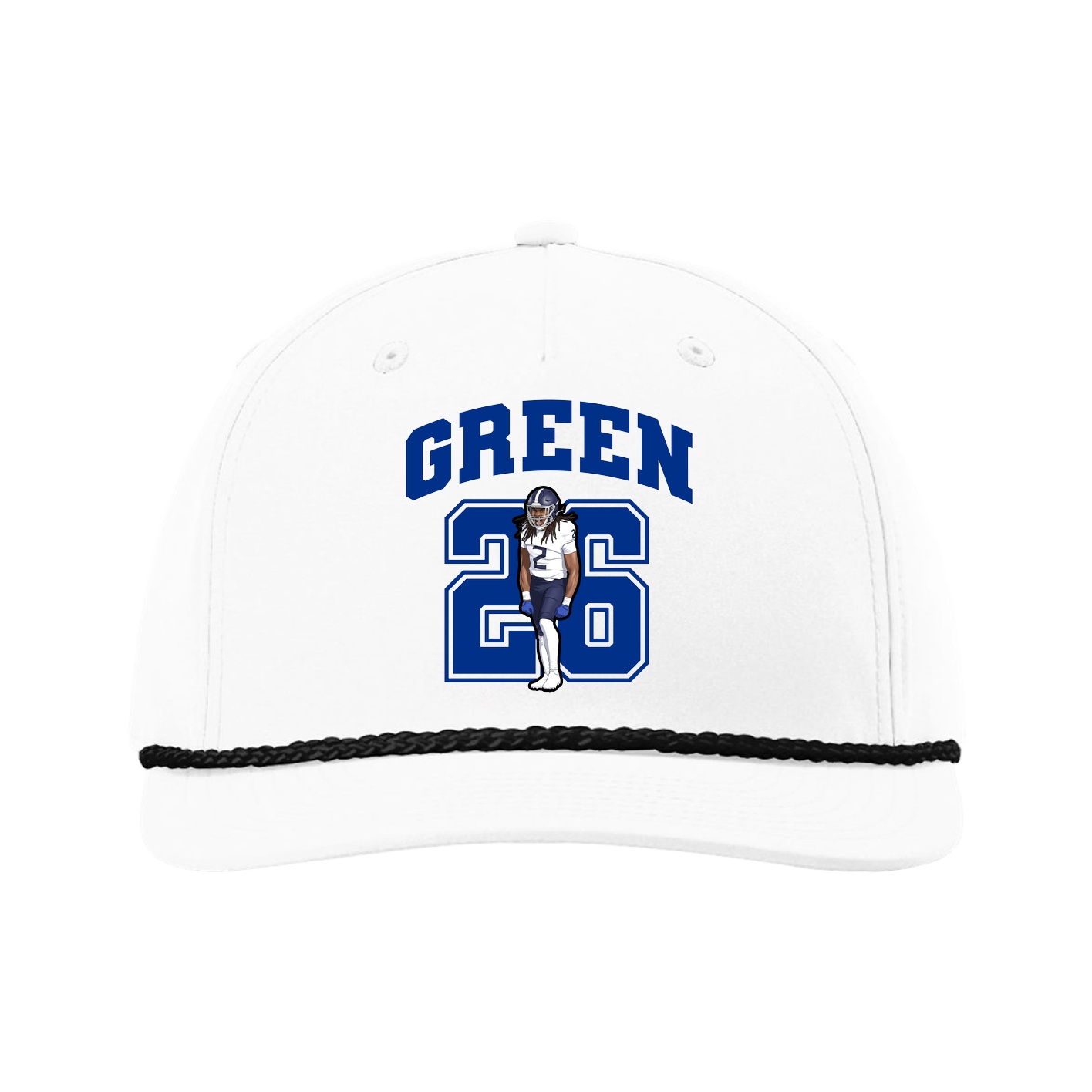 Five-Panel Classic Rope Cap — Number in White