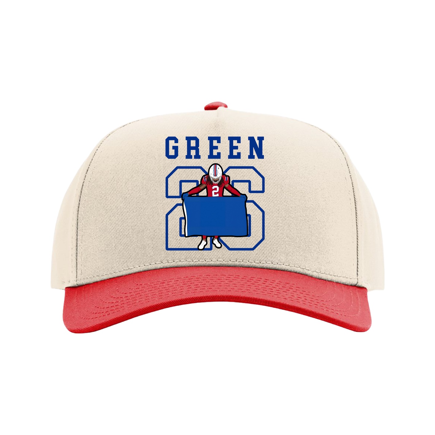 Full Fabric Five-Panel Champ Cap — Shirsey in Cream/Red