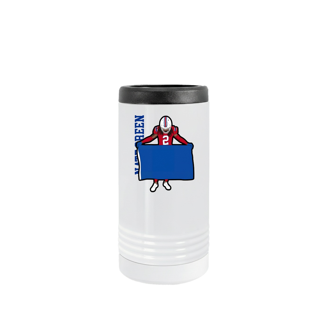 Slim Beverage Holder — Name Vertical in White