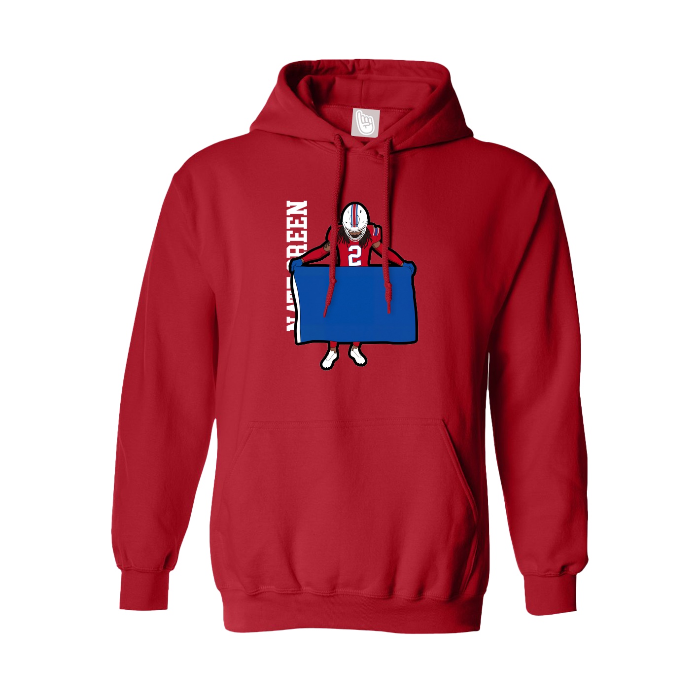 Hoodie — Name Vertical in Red