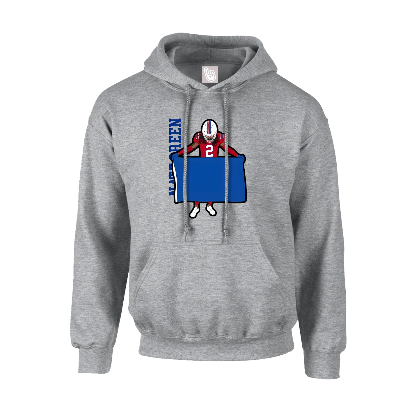 Hoodie — Name Vertical in Grey