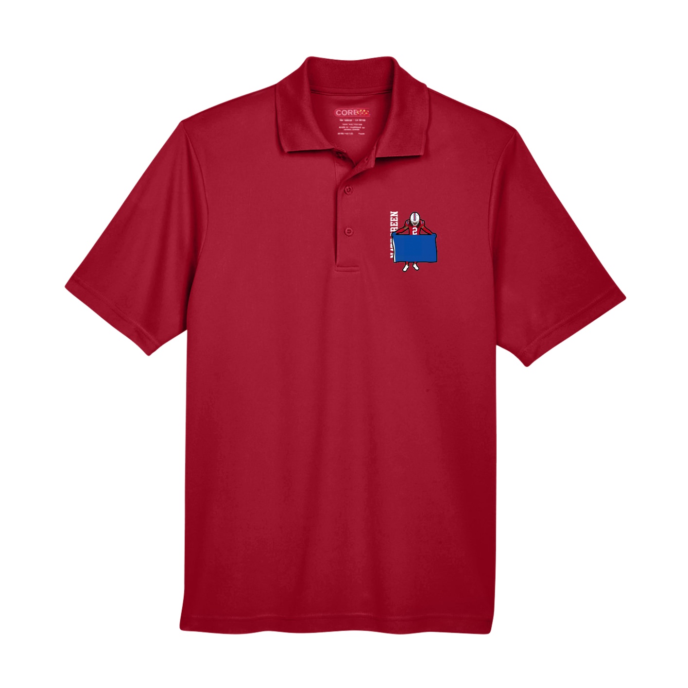Performance Polo — Name Vertical in Red