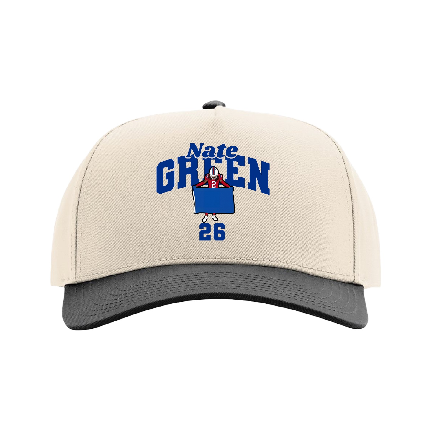 Full Fabric Five-Panel Champ Cap — Signature Arch in Cream/Black