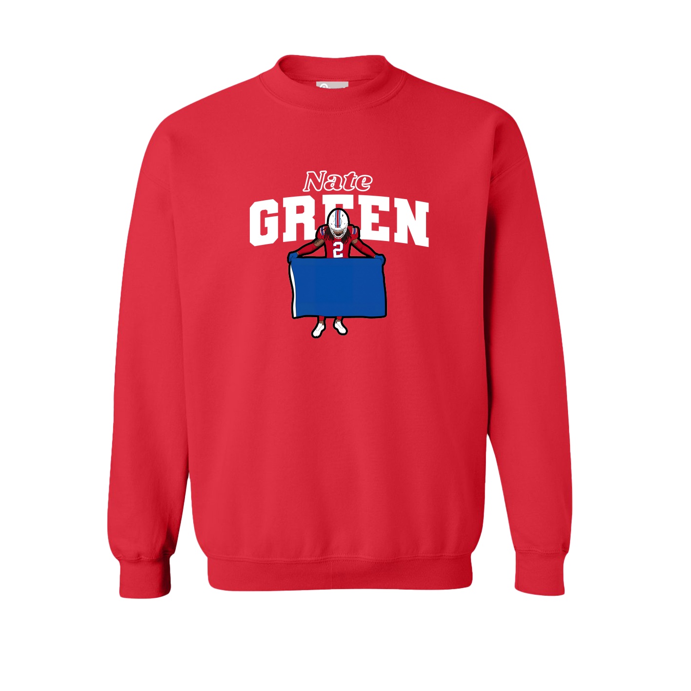 Fleece Crew — Name Arch in Red