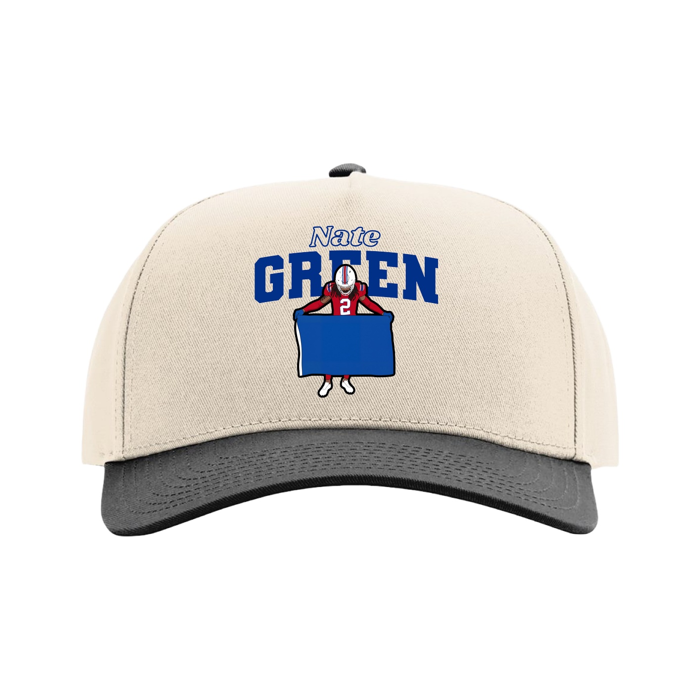 Full Fabric Five-Panel Champ Cap — Name Arch in Cream/Black