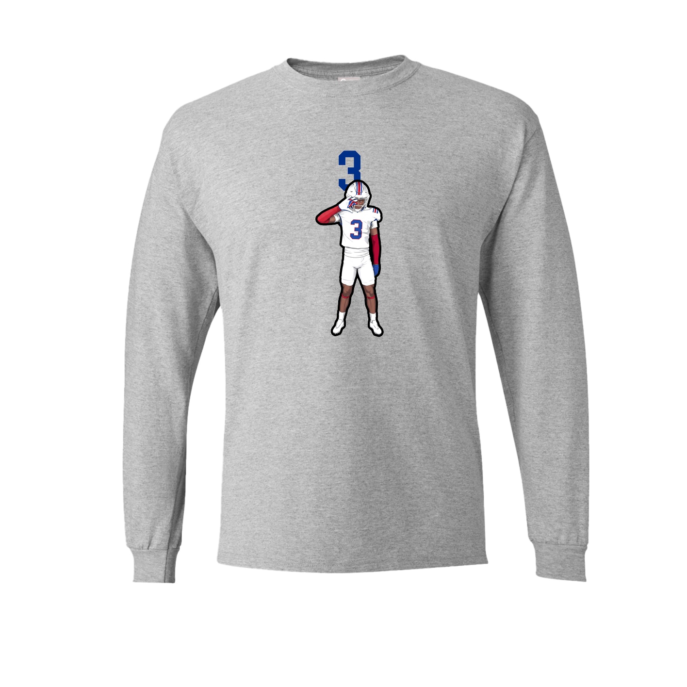 Long Sleeve Tee — Number Top in Grey