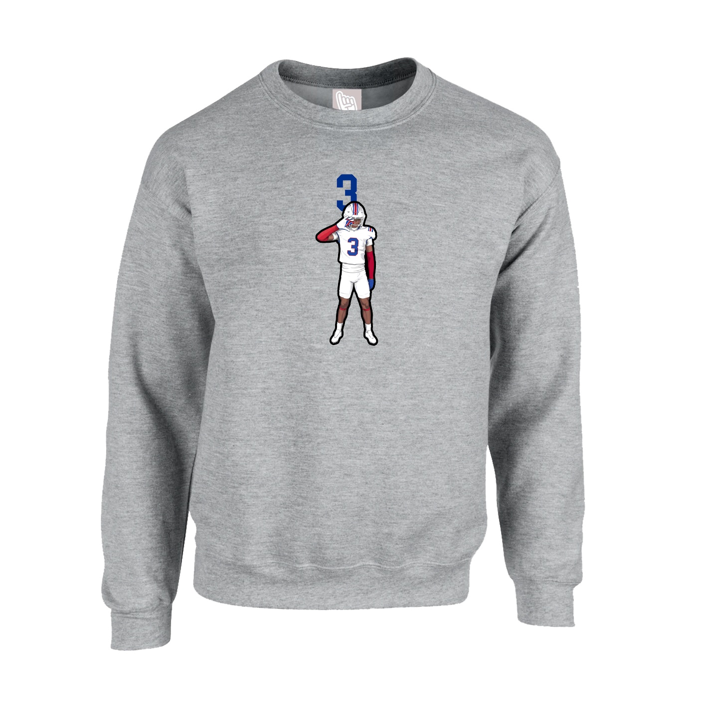 Fleece Crew — Number Top in Grey