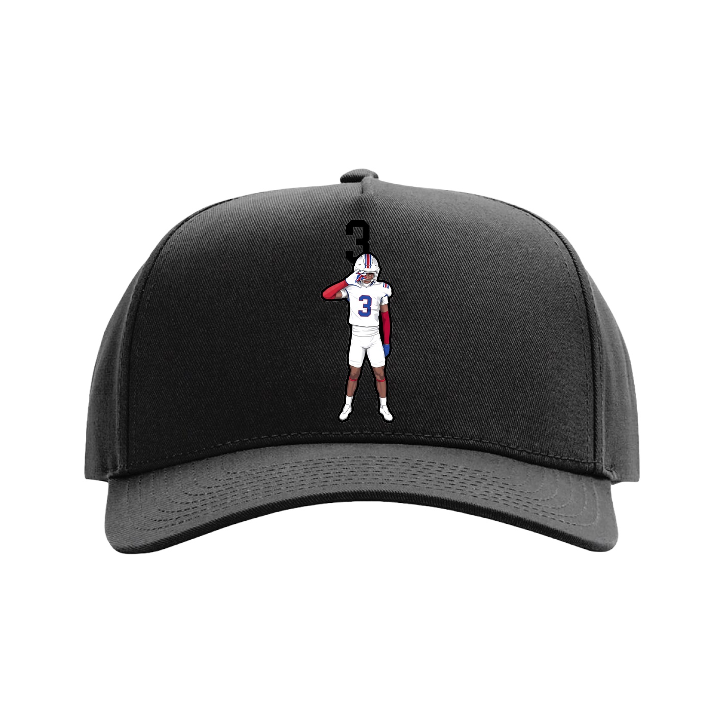 Full Fabric Five-Panel Champ Cap — Number Top in Black