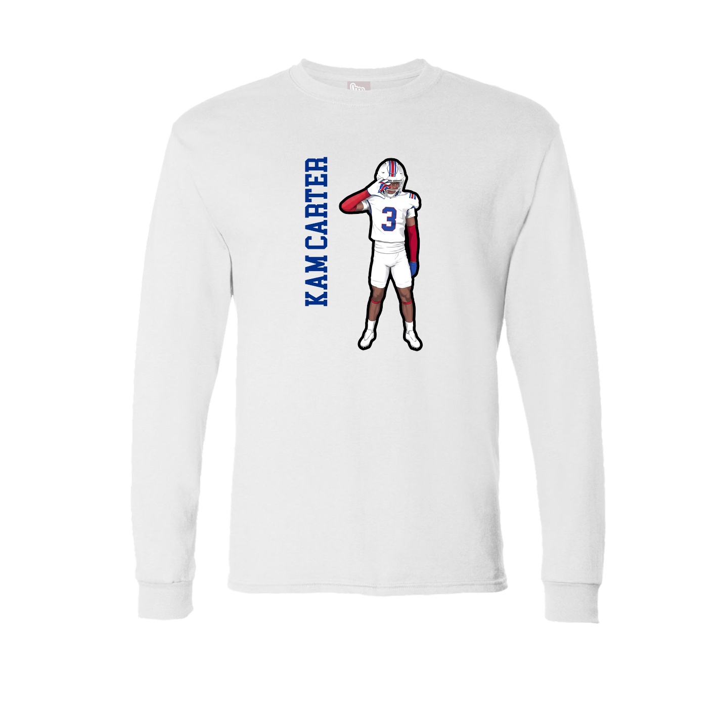 Long Sleeve Tee — Name Vertical in White