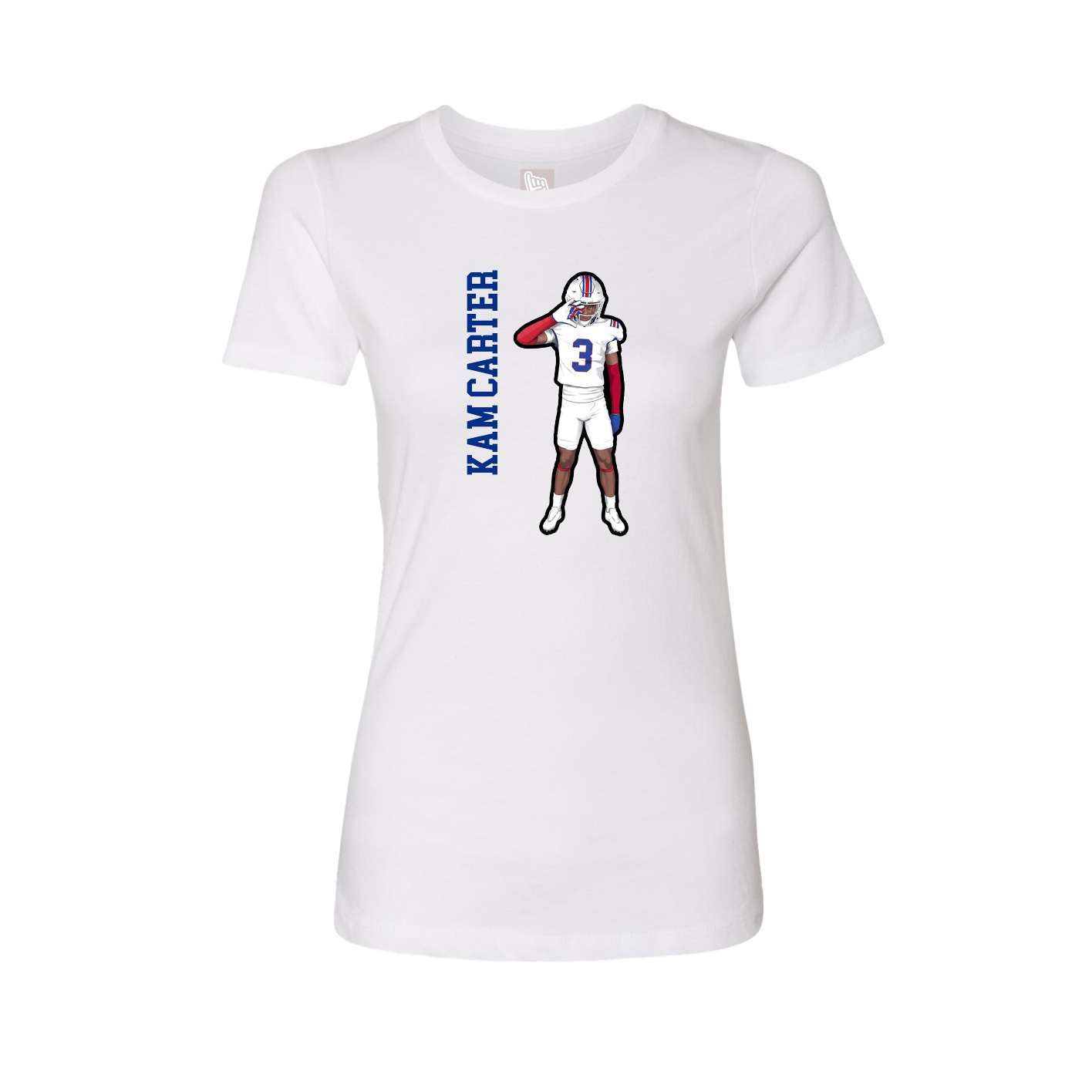 Fitted Women's Tee — Name Vertical in White