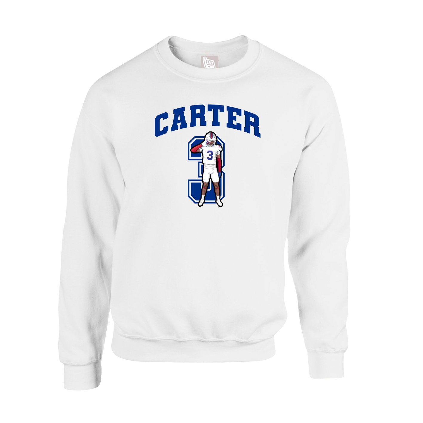 Fleece Crew — Number in White