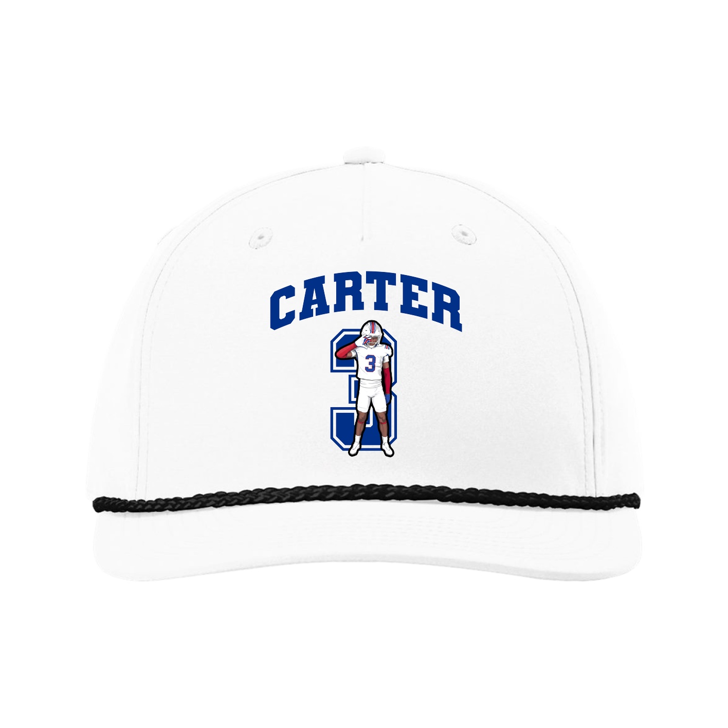 Five-Panel Classic Rope Cap — Number in White