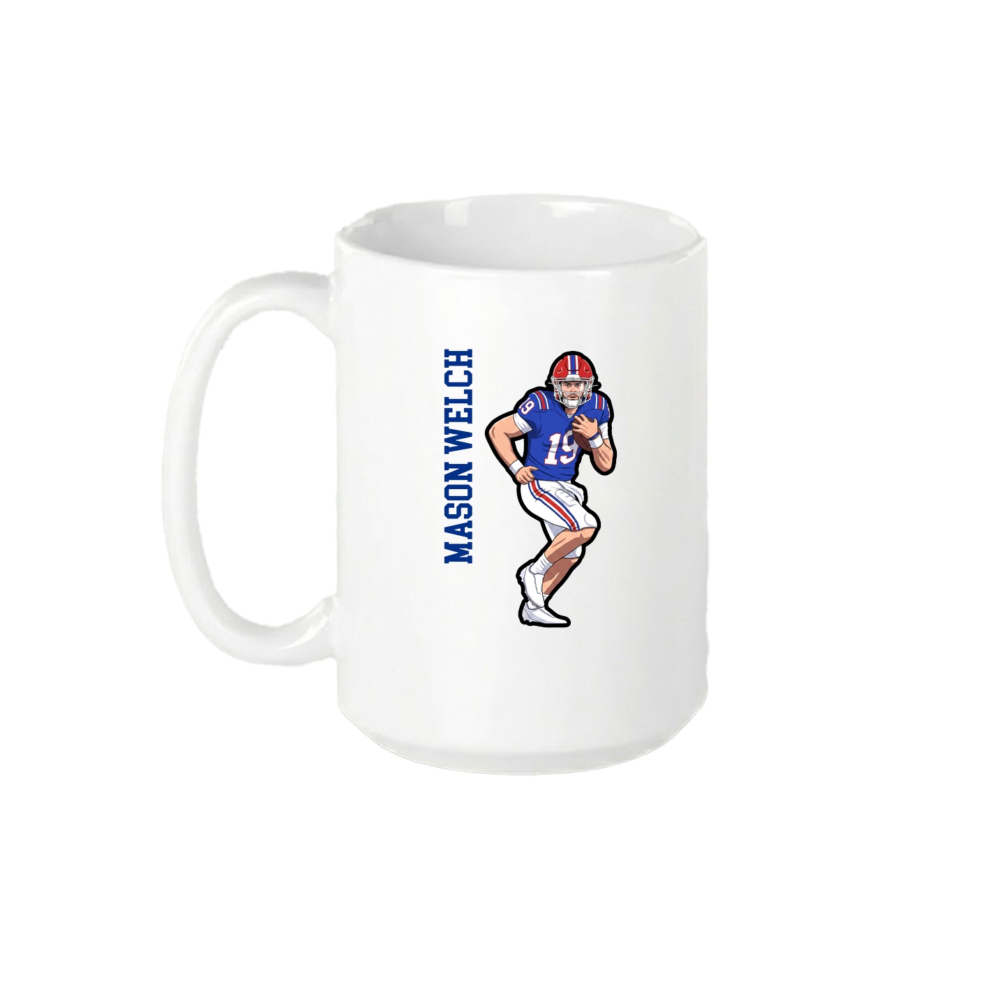 15oz Coffee Mug — Name Vertical in White