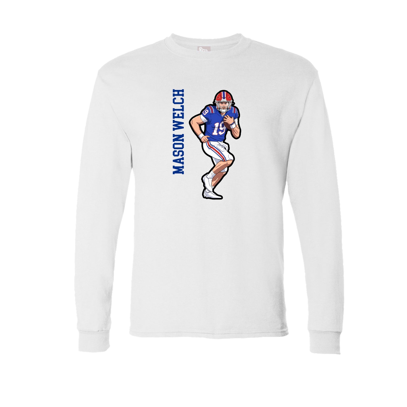 Long Sleeve Tee — Name Vertical in White