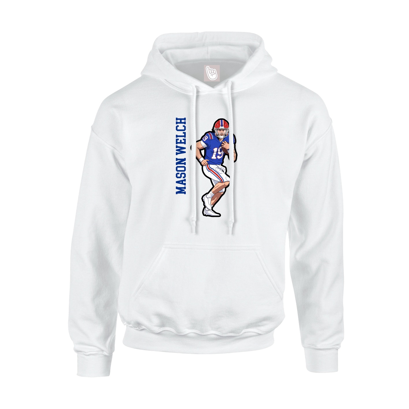 Youth Hoodie — Name Vertical in White