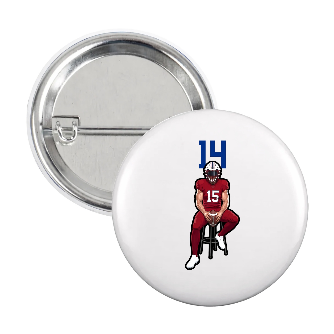 Game Day Button — Number Top in White