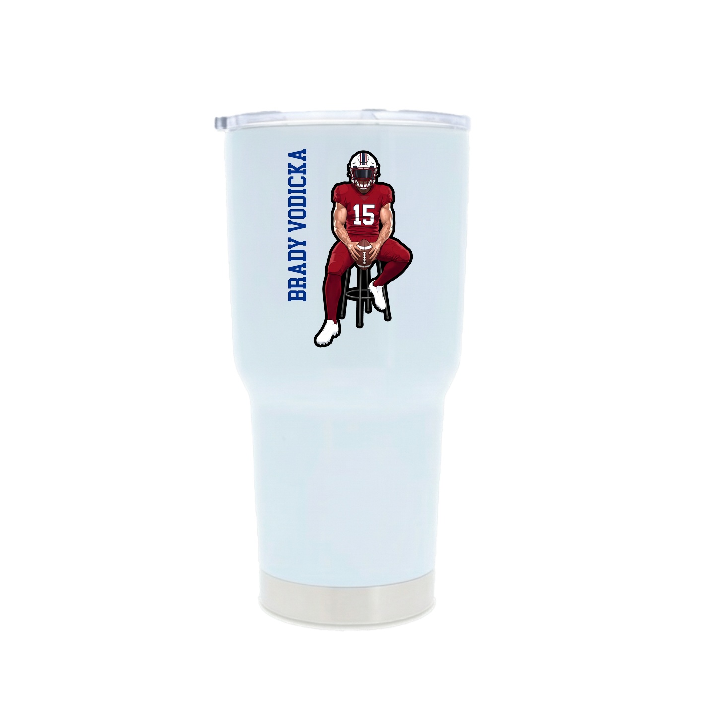 30oz Stainless Steel Tumbler — Name Vertical in White