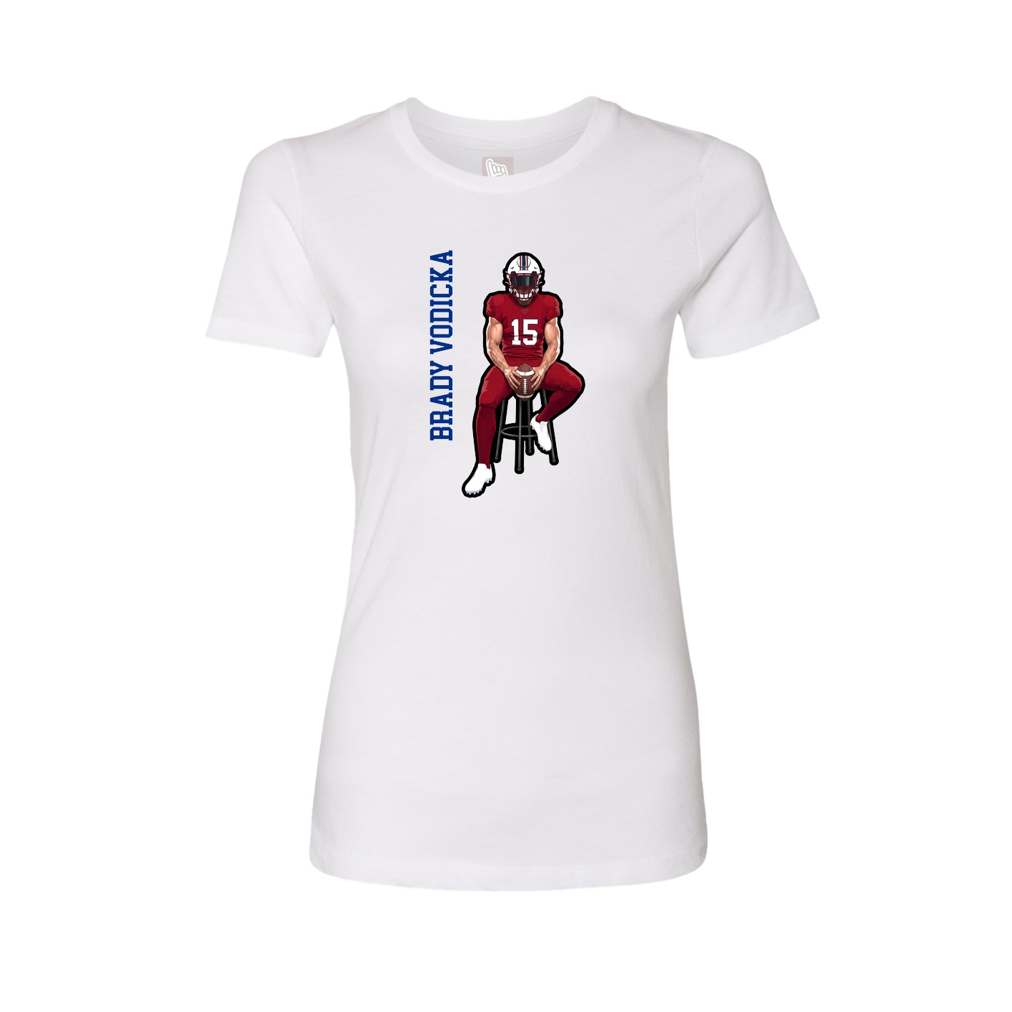 Fitted Women's Tee — Name Vertical in White
