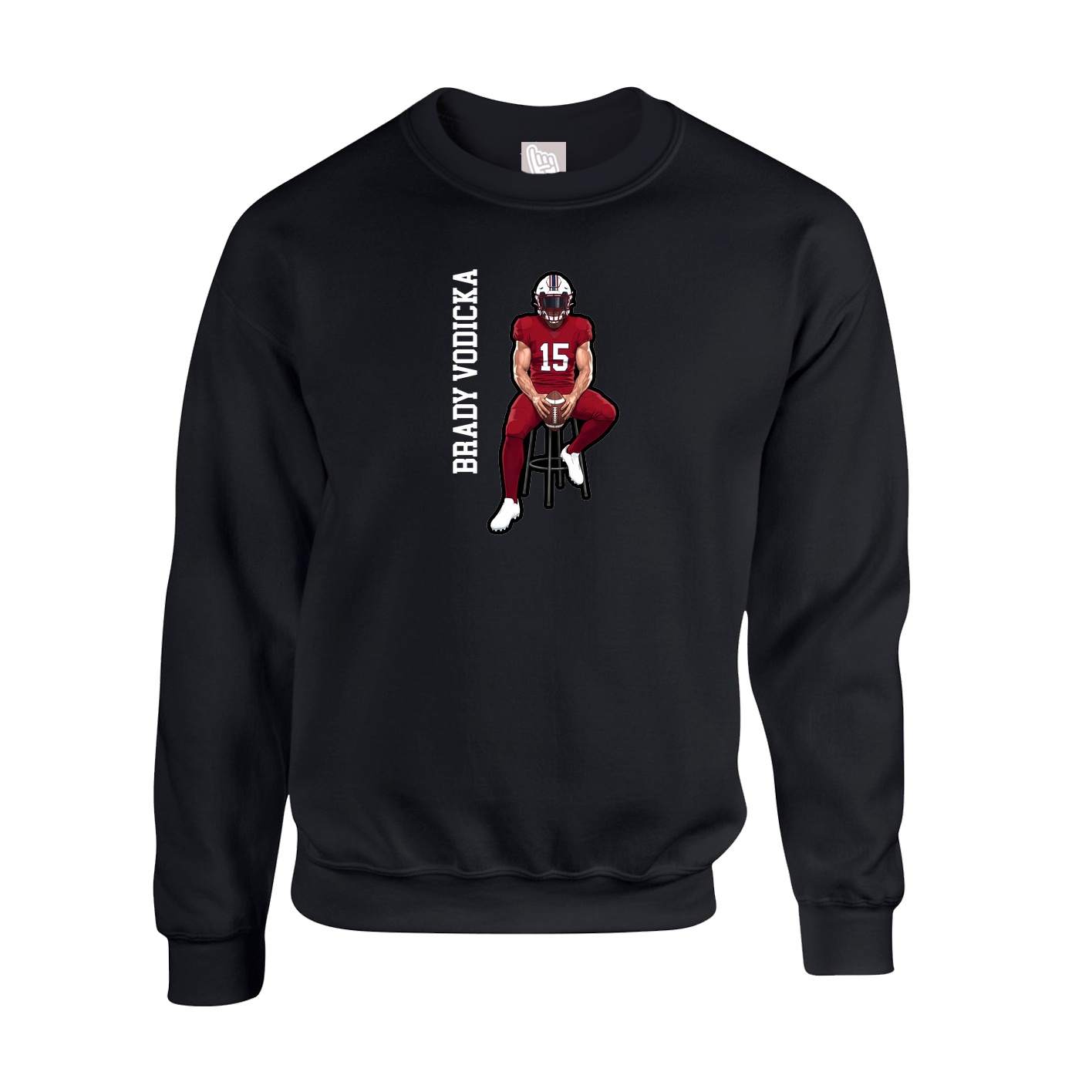 Fleece Crew — Name Vertical in Black