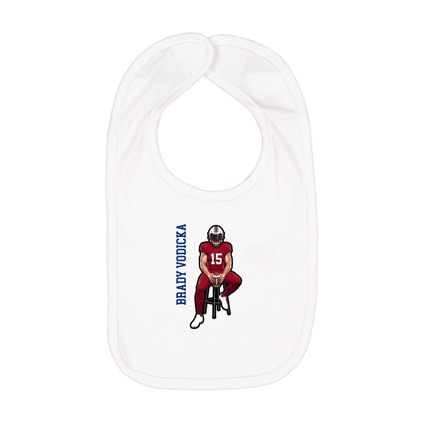 Infant Bib — Name Vertical in White