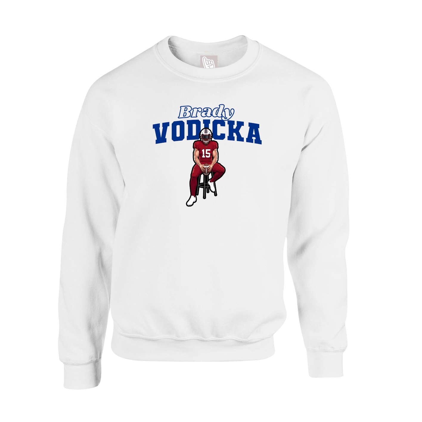 Fleece Crew — Name Arch in White
