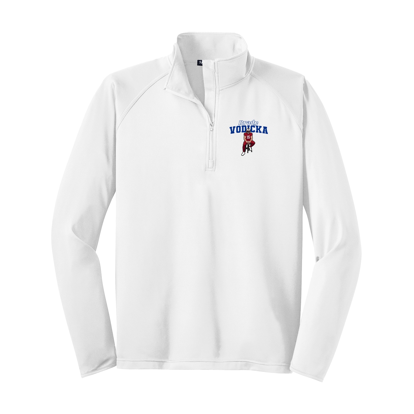 Q-Zip Pullover — Name Arch in White