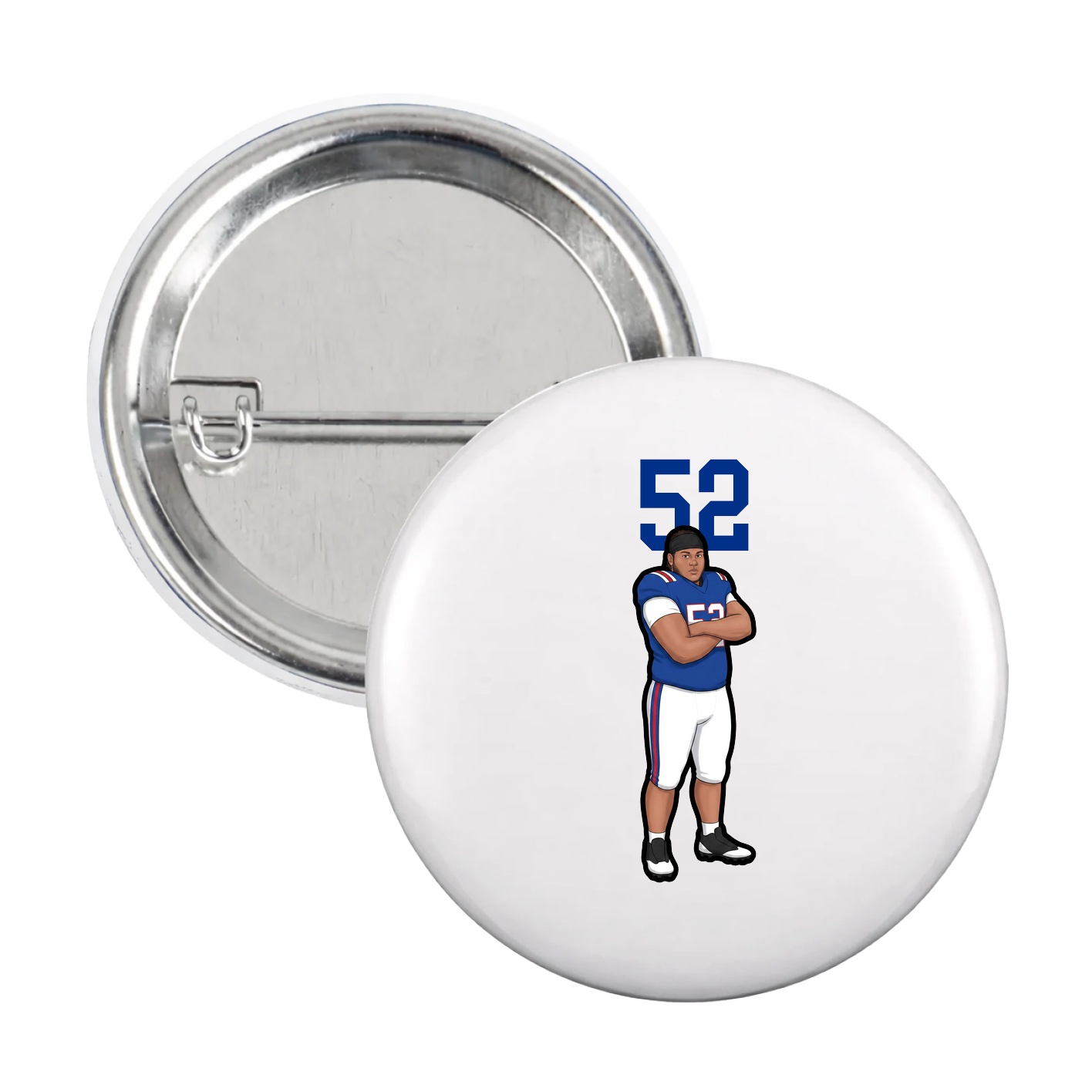 Game Day Button — Number Top in White