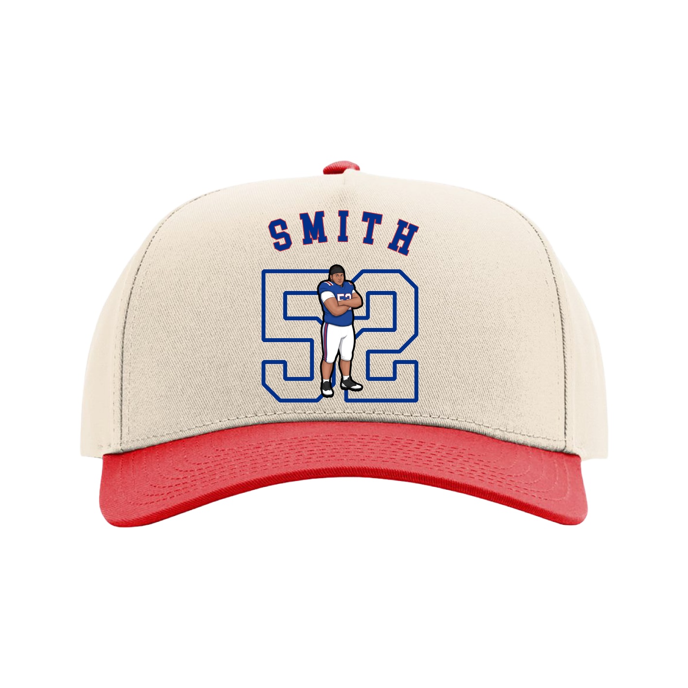 Full Fabric Five-Panel Champ Cap — Shirsey Arch in Cream/Red