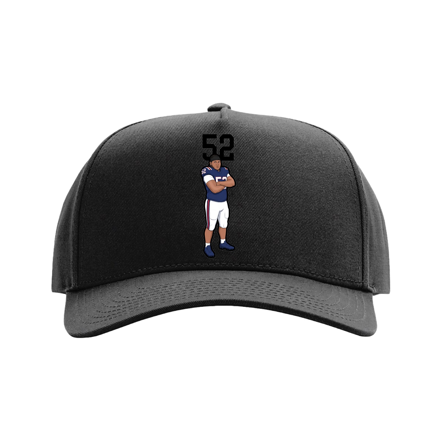 Full Fabric Five-Panel Champ Cap — Number Top in Black
