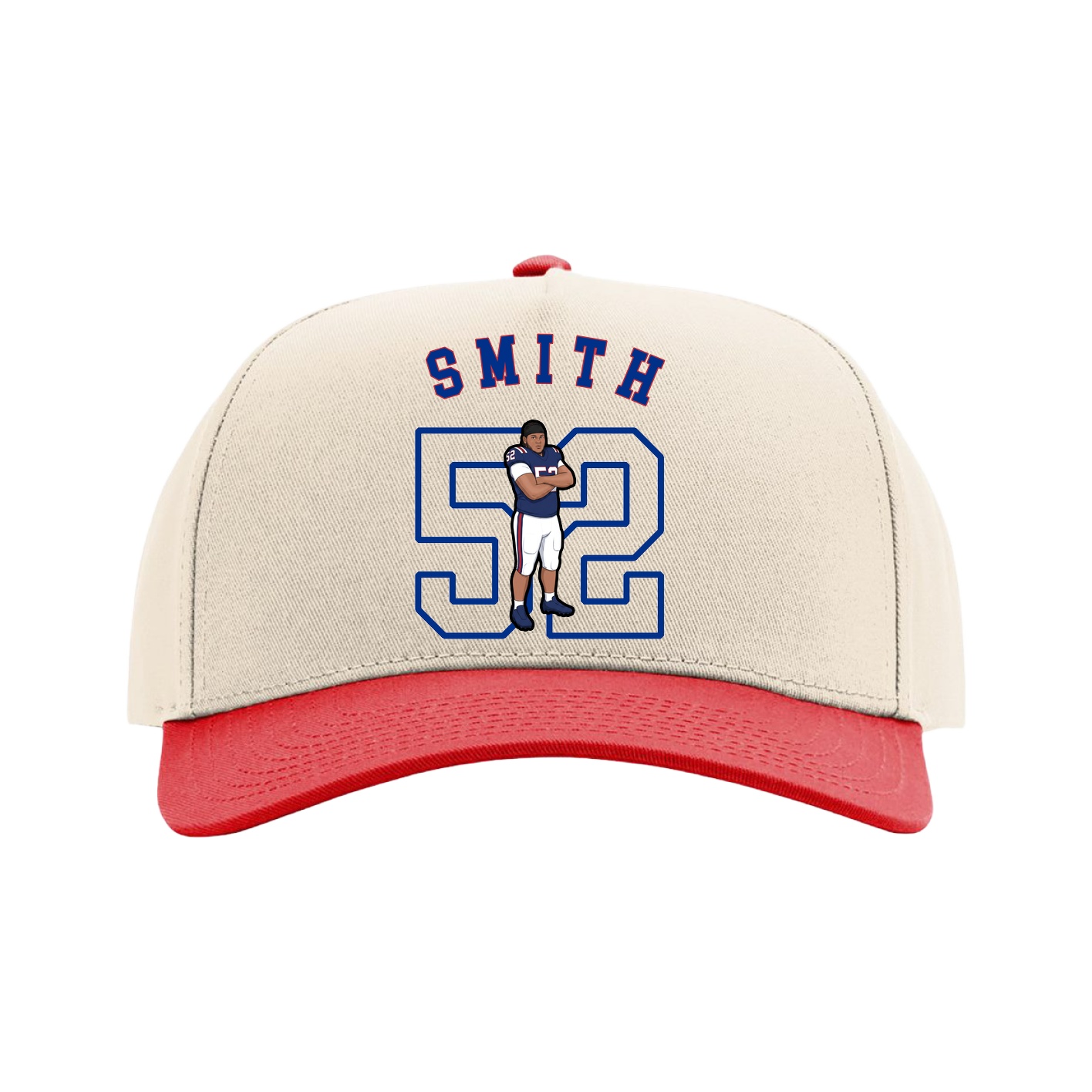 Full Fabric Five-Panel Champ Cap — Shirsey Arch in Cream/Red