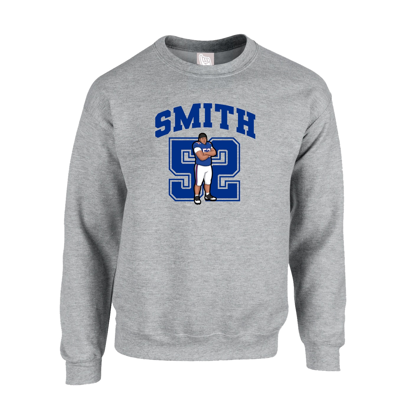 Fleece Crew — Number in Grey