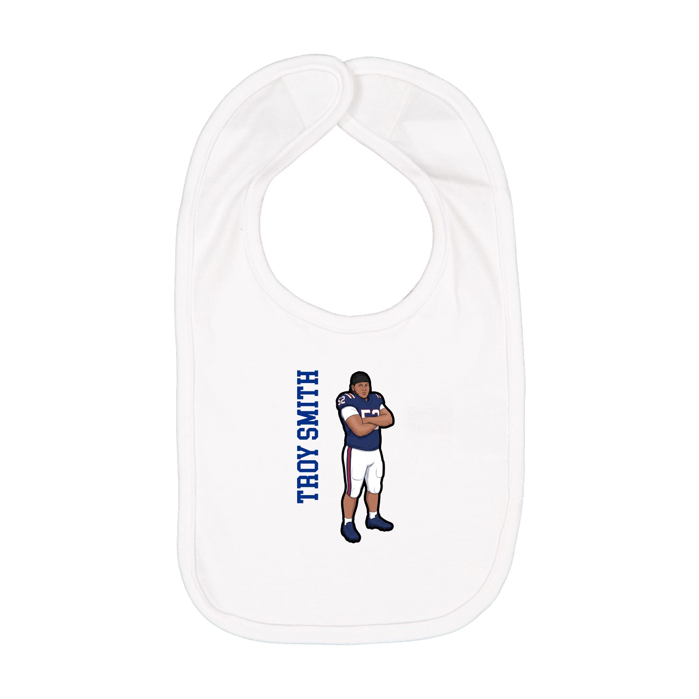 Infant Bib — Name Vertical in White