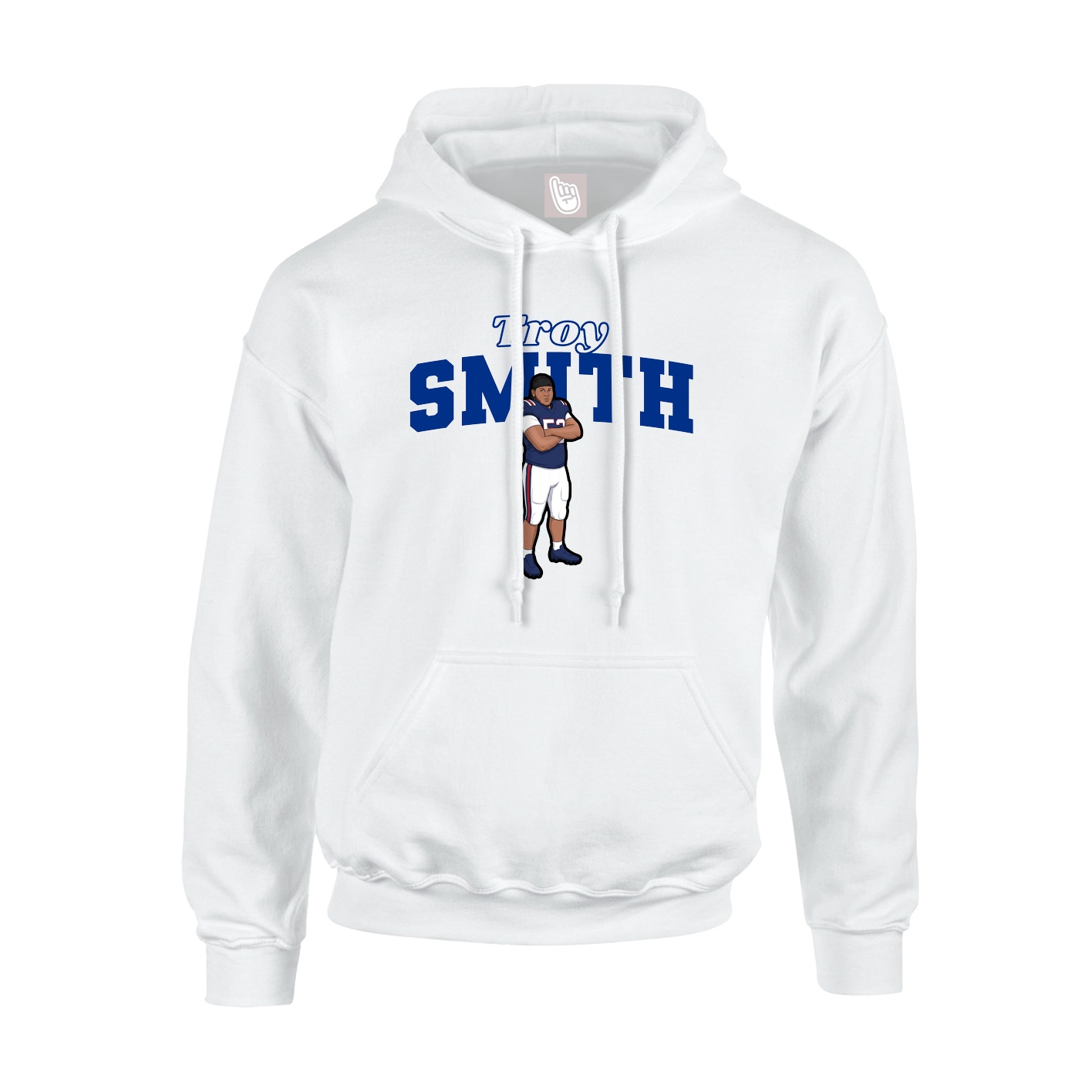 Youth Hoodie — Name Arch in White
