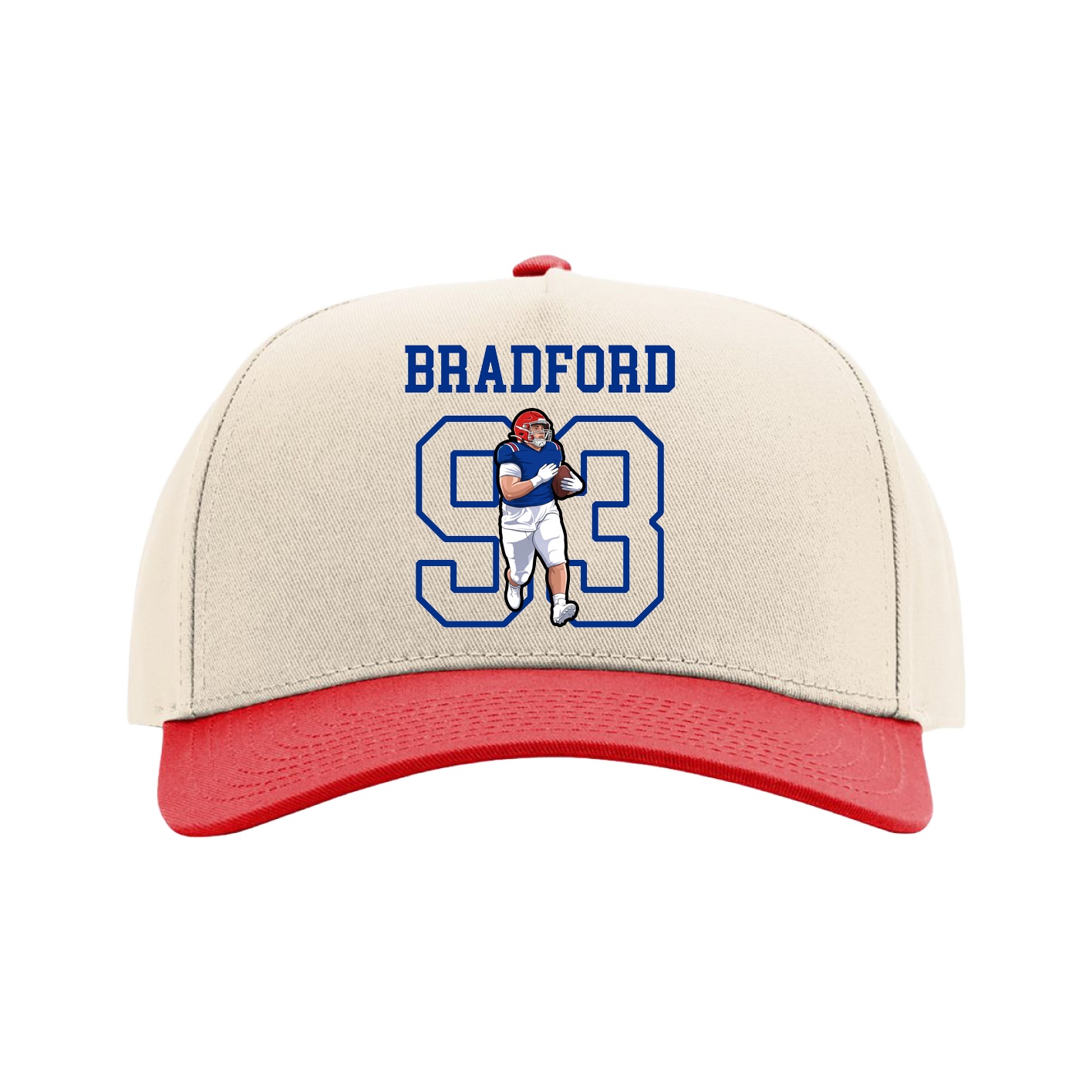 Full Fabric Five-Panel Champ Cap — Shirsey in Cream/Red