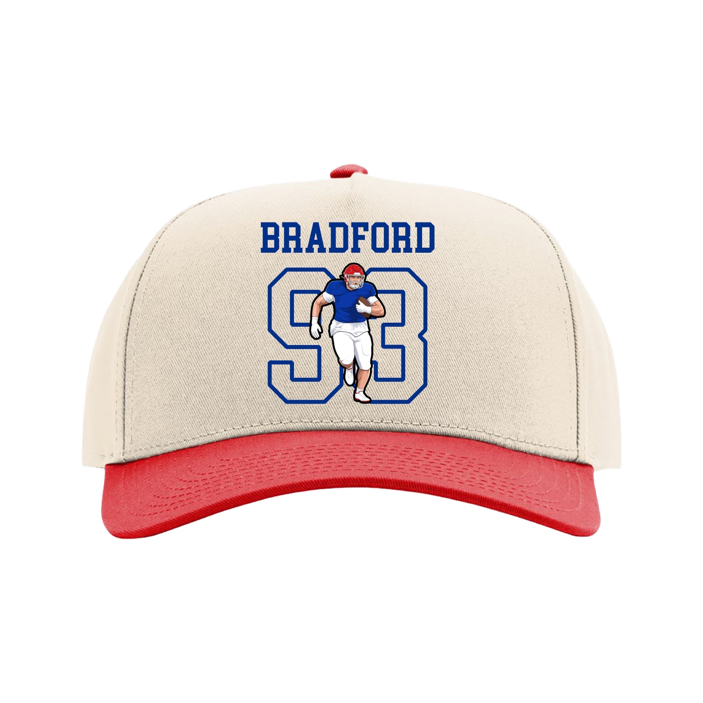 Full Fabric Five-Panel Champ Cap — Shirsey in Cream/Red