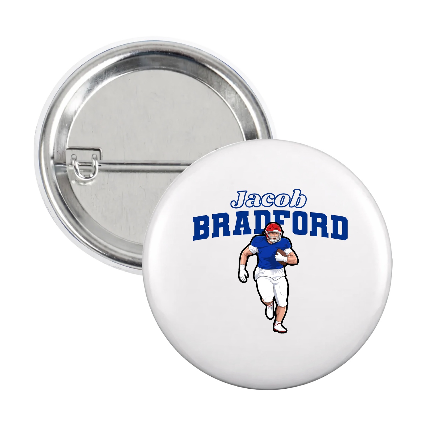 Game Day Button — Name Arch in White