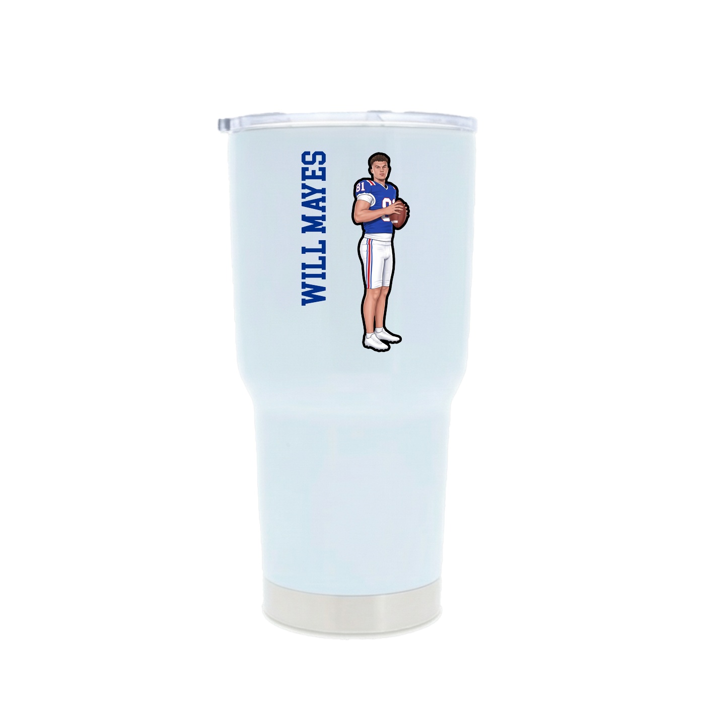 30oz Stainless Steel Tumbler — Name Vertical in White
